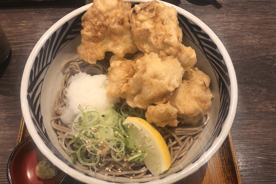 冷し鶏天そば